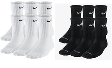 Nike Everyday PLUS Cushioned Training Socks 1, 2, 3, OR 6 PAIRS WHITE OR BLACK