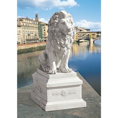 KY971134 - Lion of Florence Sentinel Statue & Base -Grandeur of Italian Estates!