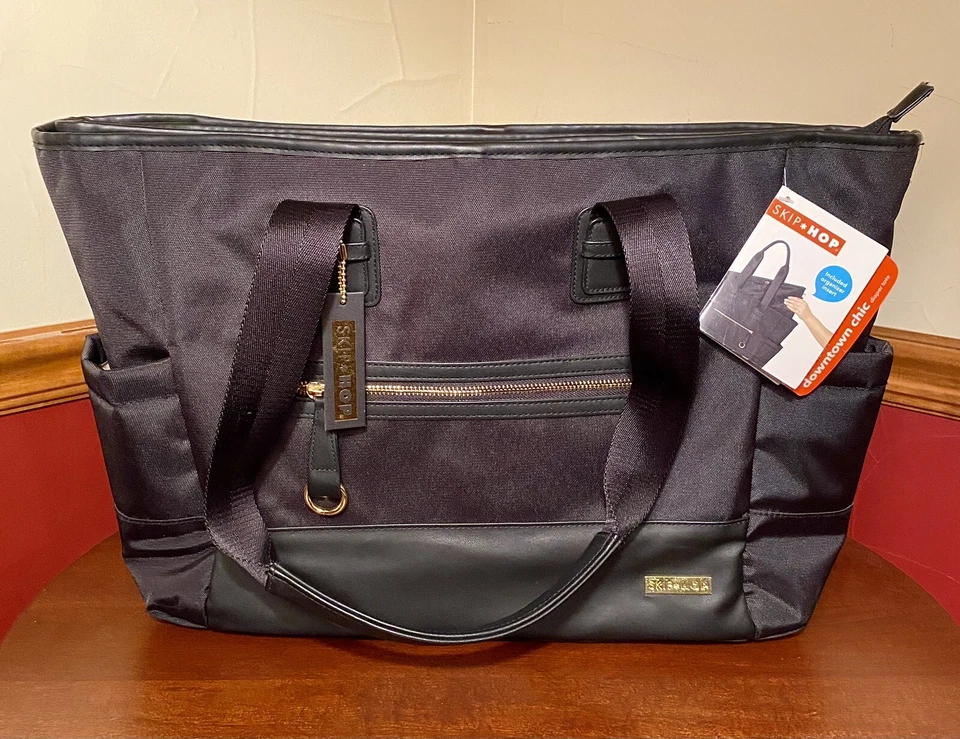 Bolso de Mano Grande 2 en 1 Skip Hop Chelsea Downtown Chic - Negro #200456 *NUEVO CON ETIQUETAS* Foto 3 de 4
