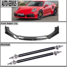 For Porsche 911 Carrer Front Bumper Lip Splitter Spoiler Carbon Fiber Strut Rod