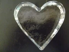 Richard Blenko 2000 Heart Glass Paper weight clear 3 1/2 inch signed