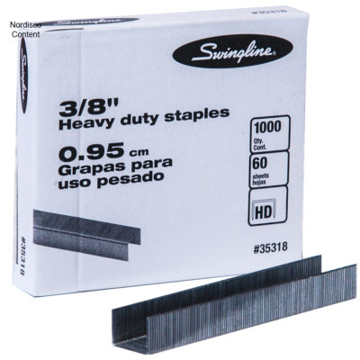 Swingline 35318 3/8'' Heavy Duty Staples, Box of 1000