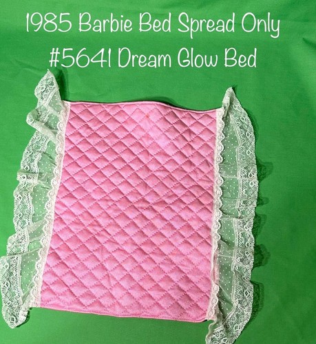 Barbie  1985 Bedspread from  Dream Glow Bed #5641 Pink w Large ruffle 11”Lx 12”