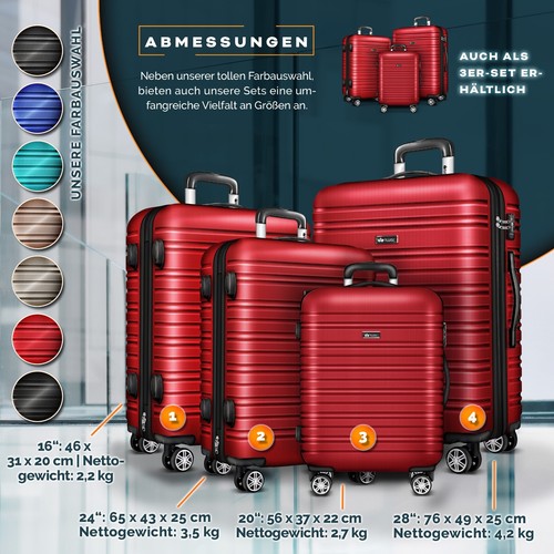 tillvex® Reisekoffer Set Koffer Hartschale Trolley Kofferset Tasche S-M-L-XL - Bild 93 von 120