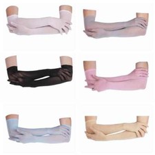 Women See Through Sheer Gloves Stretchy Full Finger Long Gloves Sun Protection
