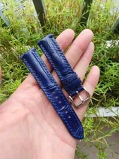 18/16MM Navy Blue 100% Genuine Leather Skin Watch Strap Band-Quick Release