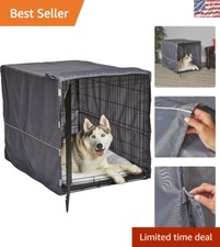 Light Gray Dog Crate Cover 42"  Durable Polyester  Reduces Anxiety  Barking