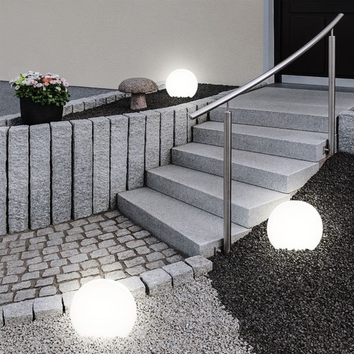3er Set LED Außen Solar Leuchten Kugel Design Garten Veranda Steck Strahler - Bild 12 von 12