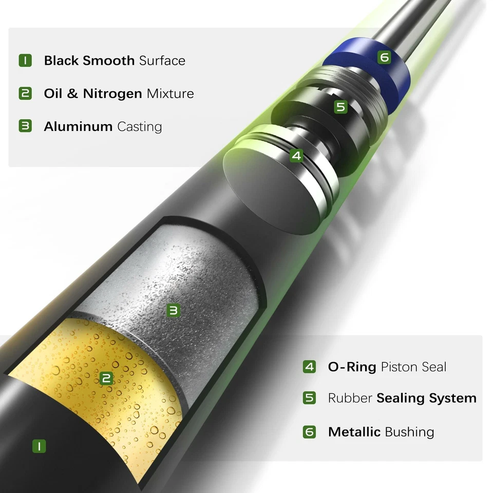 Amortiguadores de puntales de elevación de 2 piezas para capó delantero Mercedes-Benz C230 C320 CLK320 Foto 2 de 4
