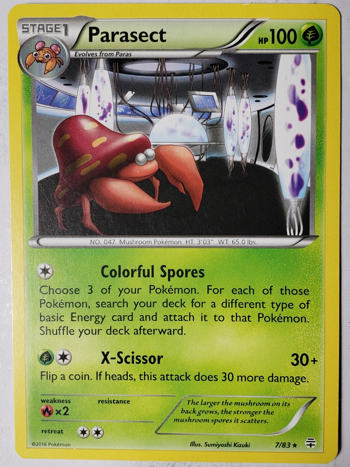 Parasect 7/83 VLP - RARE Non Holo XY Generations Pokemon Card - Sumiyoshi Kizuki