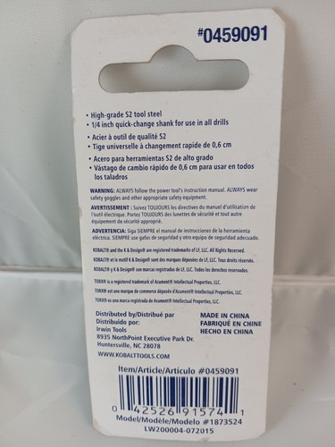 Kobalt, T20 Power Bit, 0459091, High Grade S2 Tool Steel, 2", NEW - Picture 2 of 3