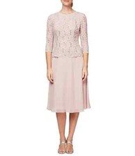 Alex Evenings Shell Pink Faux Two-Piece Cocktail Dress Size 18 189