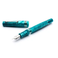 Leonardo Momento Magico Fountain Pen in Emerald with Silver Trim , Broad Nib