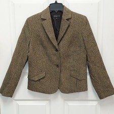 Jones New York Women's Blazer Jacket Lined Brown Black Tweed Size 8 New