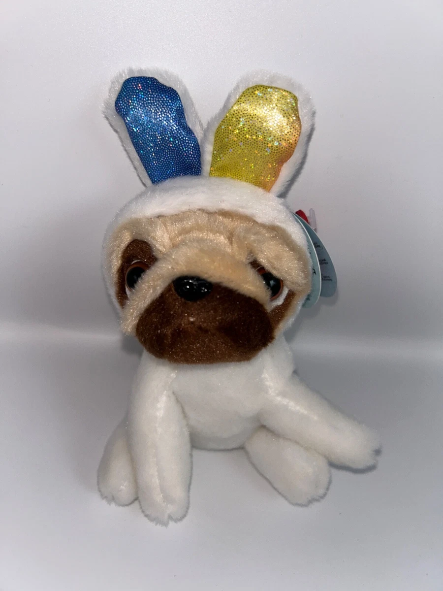 Keel Toys Pugsley Soft Toy Pug Dog Dressed as a Bunny Keyring Bag