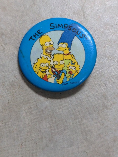 Original Vintage 1989 Matt Groening The Simpsons Family Pin Back Button Flair Original Vintage 1989 Matt Groening The Simpsons Family Pin Back Button Flair