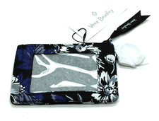Vera Bradley Lighten Up ID Case Frosted Floral Print / Navy NEW with Tags