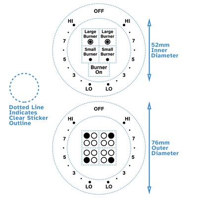 2pcs Hi-Lo Lo-Hi Dial Self Adhesive Cooktop Burner Hob Sticker Label For GE