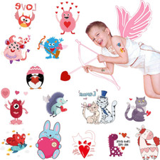 Kids Valentine Love Heart Tattoos Temporary for Girls Boys' Gift, 100 Children