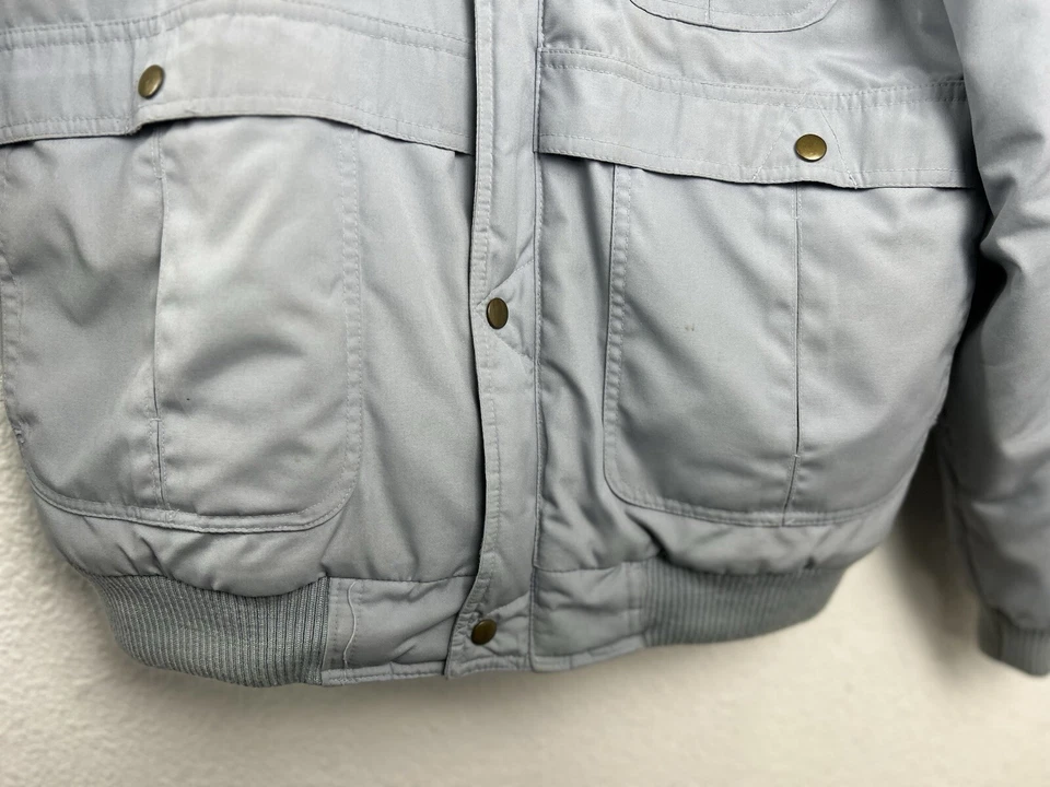 Chaqueta de bombardero vintage Van Heusen para hombre talla L gris tartán franela abrigo forrado rojo Foto 4 de 4