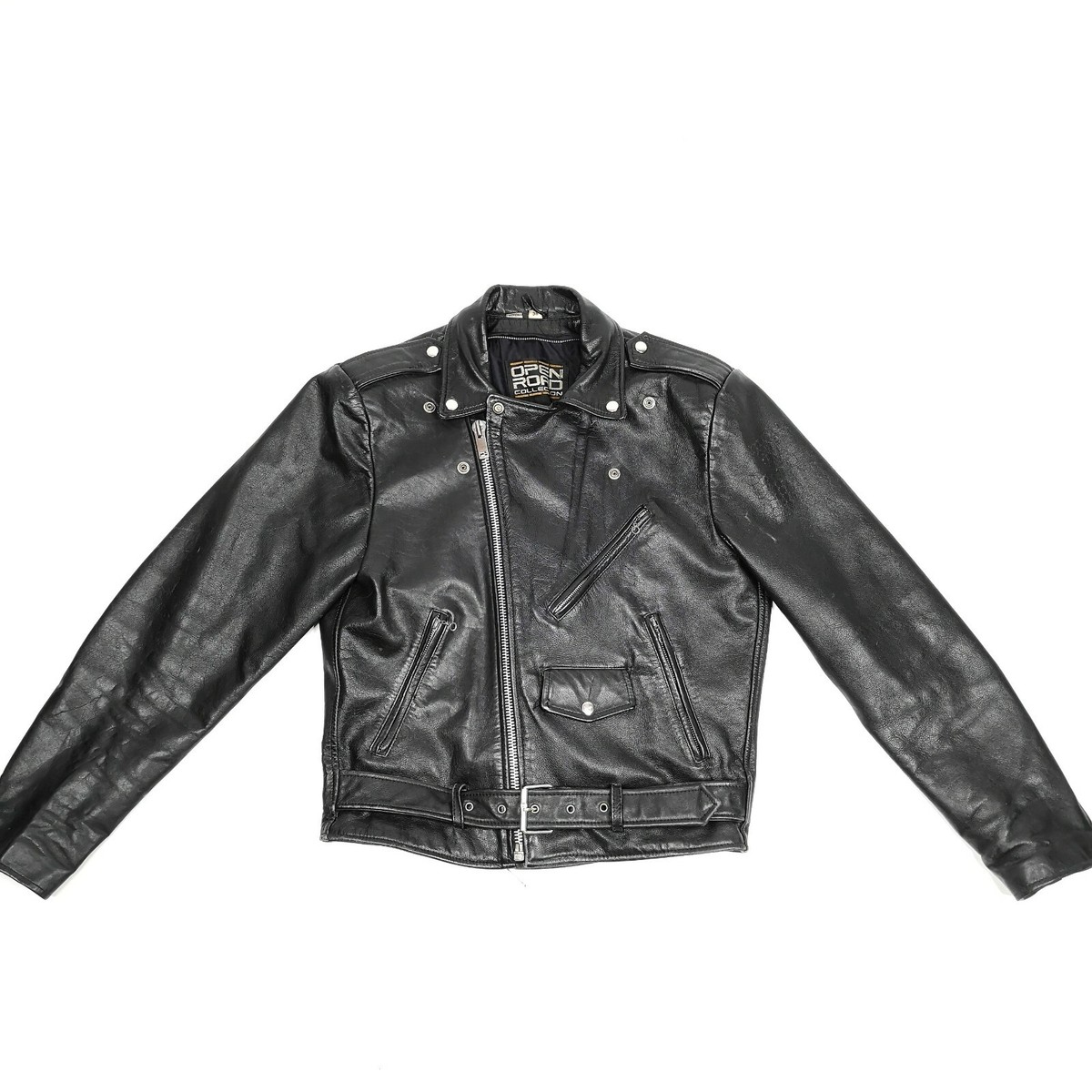 OPEN ROAD Collection Motorcycle Leather Jacket 38 Black