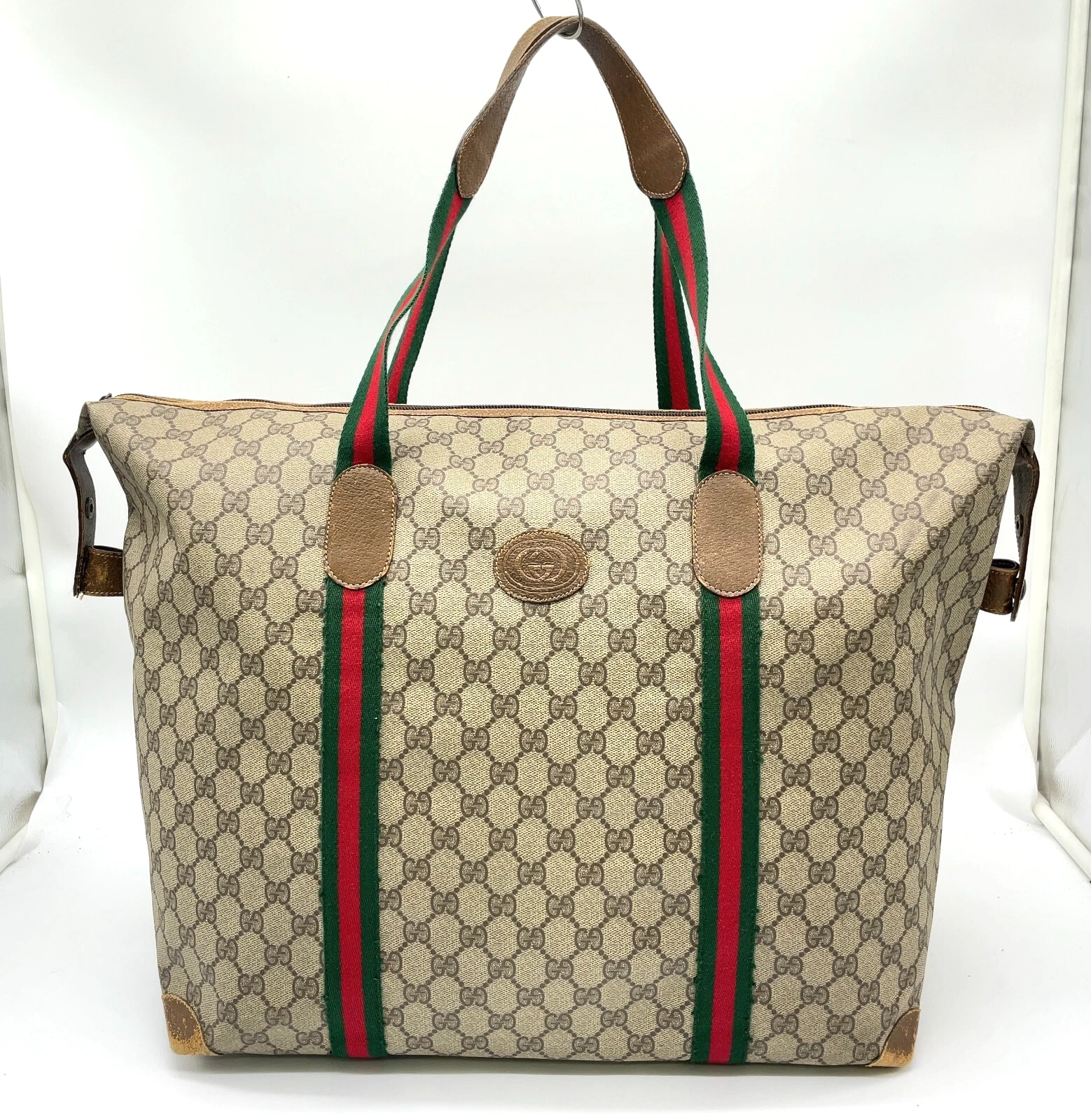 Grand sac fourre tout authentique GUCCI GG Supreme PVC beige Sherry Line 89.19.012 NS041424