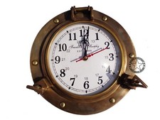 Brass Antique Navigation Marine Ship Porthole Brass Wall Decor Clock 9 inch  XSA