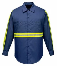 Portwest F125 Iona Xtra Long Sleeve Workwear Shirt with Hi Vis Reflective Tape