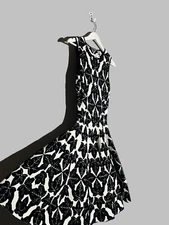 Alexander McQueen Sleeveless Fit-and-Flare Ivy-Pattern Dress Size XS