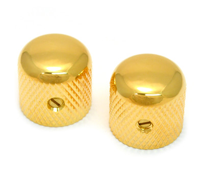 (2) Gotoh Standard Gold Dome Guitar/Bass Knobs for 6mm Split Shaft MK-0910-002