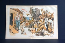 Noah's Socialism Ark 1891 FARMER INVITES POLITICAL ANIMALS to BOARD Judge Print