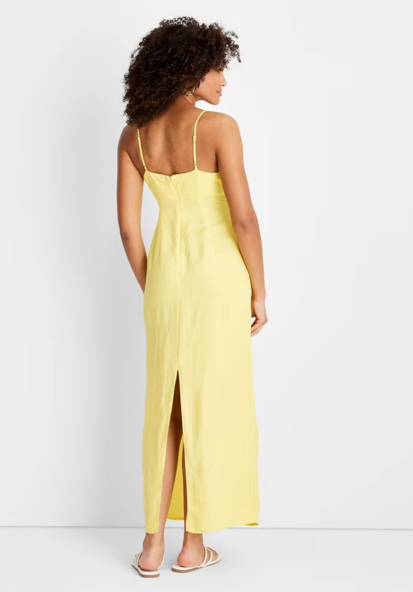 Kleesier☆Needy dress Women Yellow Sleeveless Ring Detail Maxi Dress Future