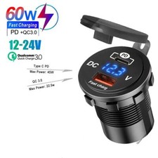12V 24V Type-C PD+USB Kit Car Charger Socket Adapter Power Outlet Flush Mount 