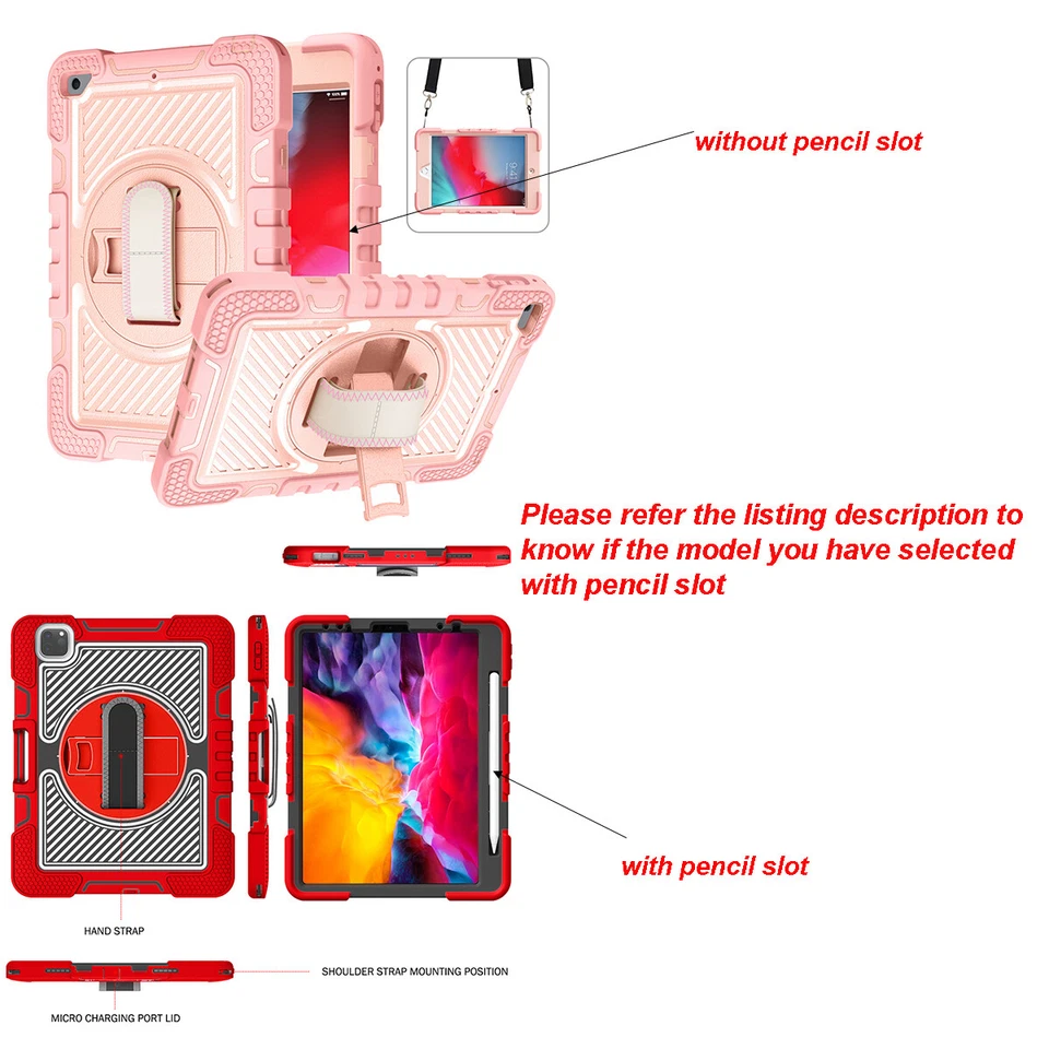 Сверхпрочный стоять чехол для iPad 9/8/7/6/5-го поколения с ручной ремень - Изображение 3 из 4