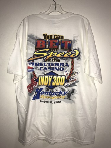 Camiseta Belterra Casino Indy 300 Kentucky Speedway 2003 para hombre talla XL blanca de colección - Imagen 3 de 5