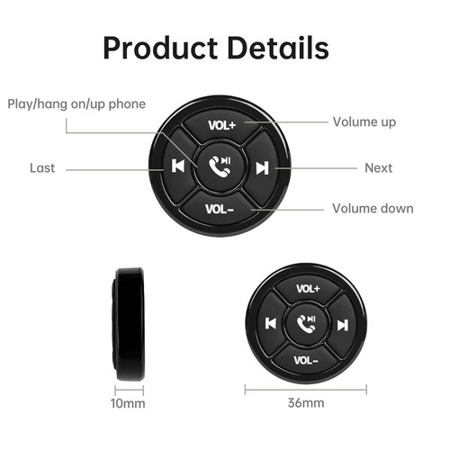 Bluetooth Wireless Media Button Car Steering Wheel Remote Control for Motorcycle - Picture 6 of 10