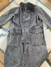 VTG Saddlesmith Outfitters by Action Thick black Denim Duster Ranch Coat, XS