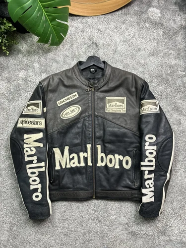 MARLBORO BLACK RACING MOTORCYCLE LEATHER JACKET
