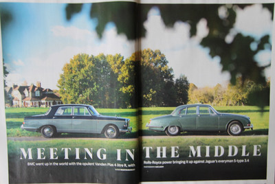 Original CSC 2023 extract mag article: JAGUAR S-TYPE 3.4 v VANDEN PLAS 4 LITRE R