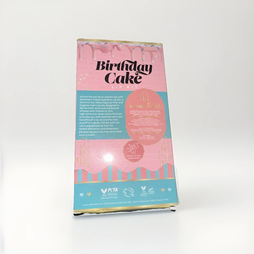 Glamlite Dessert Lip Gloss Oil Hybrid + Liner Kit: Birthday Cake Vitamin Infused - Image 3 of 3