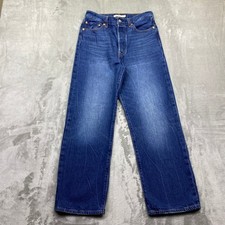 Levi's Ribcage Straight Ankle Jeans Dark Wash Button Fly Women's Size 28 Western