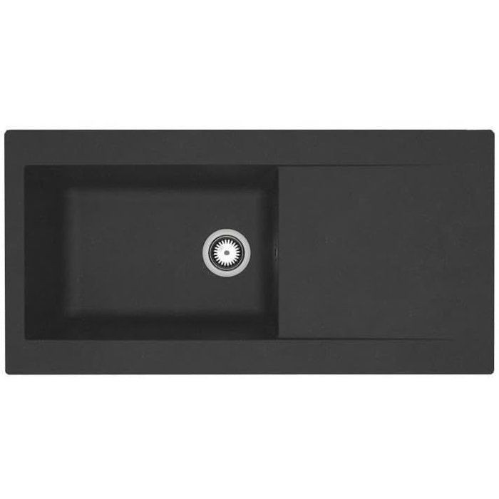 Évier résine noir 1 grande cuve 1000x500 mm pour en finir avec le manque de place et le calcaire