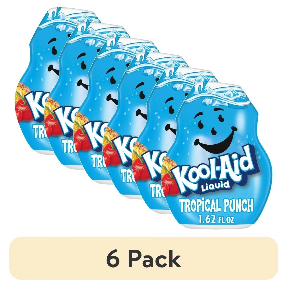 6 Pack Liquid Tropical Punch Naturally Flavored Soft Drink Mix, 1.62 fl oz
