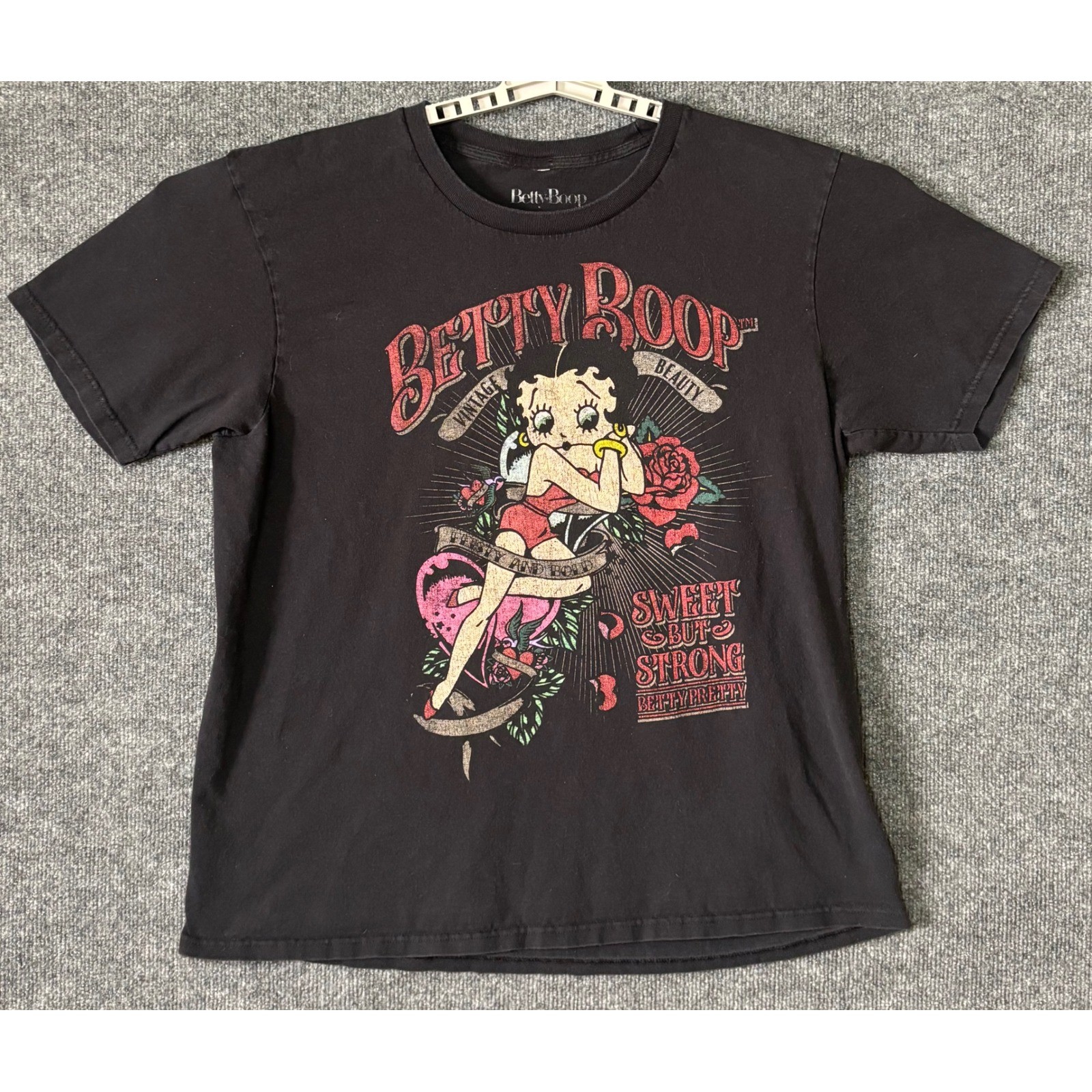 Betty Boop Pinup Girl Black Graphic Short Sleeve T Shirt Women's Size XL