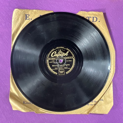 Nat "King" Cole, Faith Can Move Mountains, Becaus Youre Mine 78 RPM 10’ Record - Picture 3 of 4