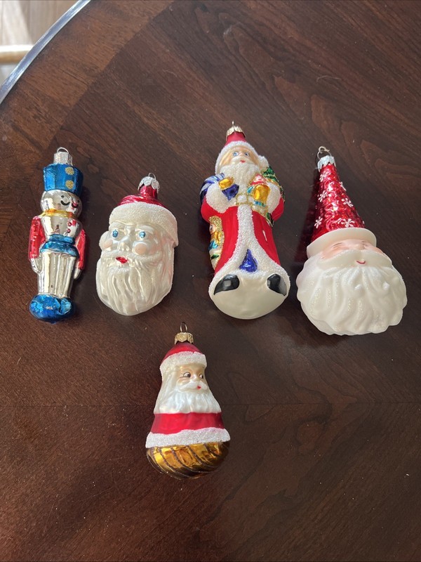 5 - CHRISTMAS Glass Ornaments - Santa’s & Nutcracker