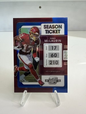 2021 Panini Contenders Optic - Terry McLaurin #57 Blue Prizm 17/99 JERSEY NUMBER