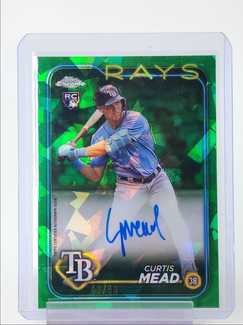 CURTIS MEAD 2024 TOPPS CHROME UPDATE SAPPHIRE GREEN ROOKIE RC AUTO /99 Q4060