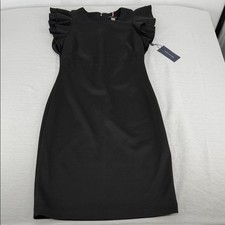 Tommy Hilfiger Dress Wm 4 Little Black Ruffle Cap Sleeve Tank Short Career Event