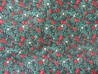 GREEN WITH RED HOLLY CHRISTMAS COTTON FABRIC 3-3/4 YARDS — photo 2